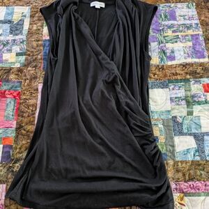 Olivia Grey Black Draped Sleeveless Tunic Top